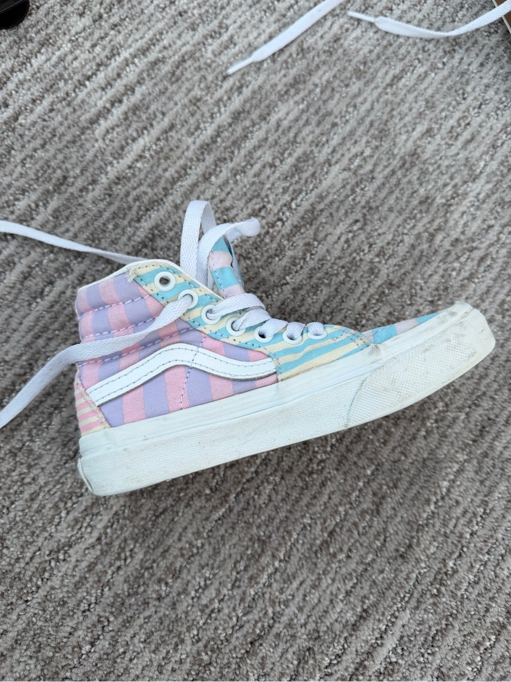 Vans Sk8-Hi Pastel Checkerboard Stripe High Top Skate Shoes US Kids Size 12